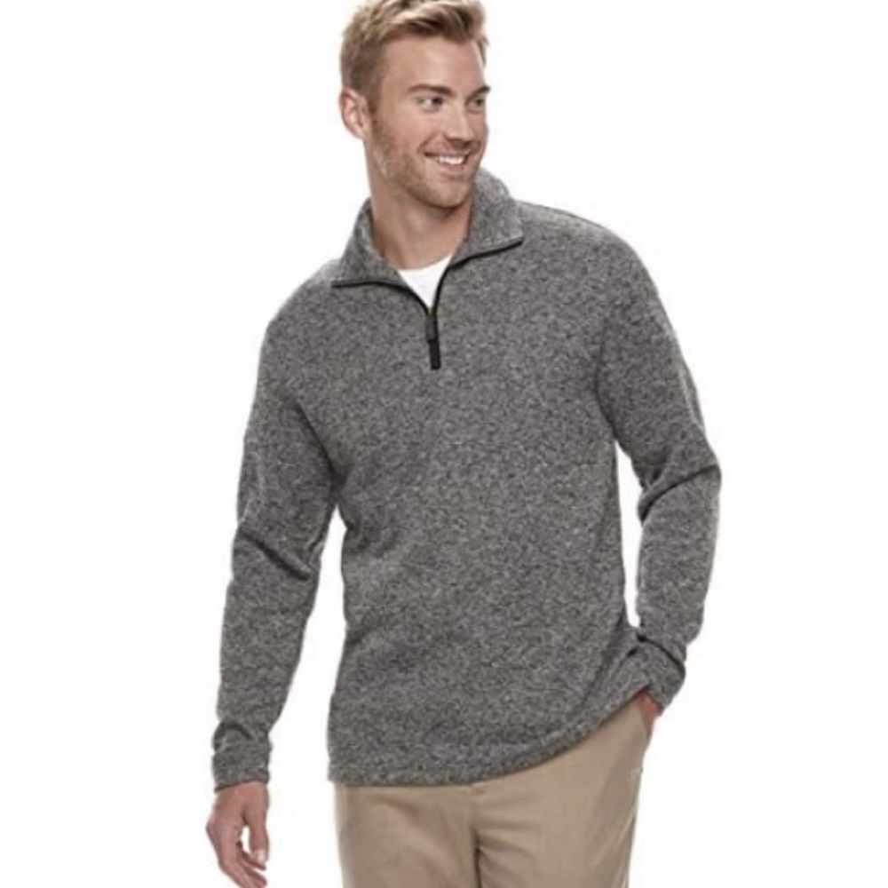 Haggar Men's‎ Classic-Fit Fleece Quarter-Zip Pullover Sweater Size Large